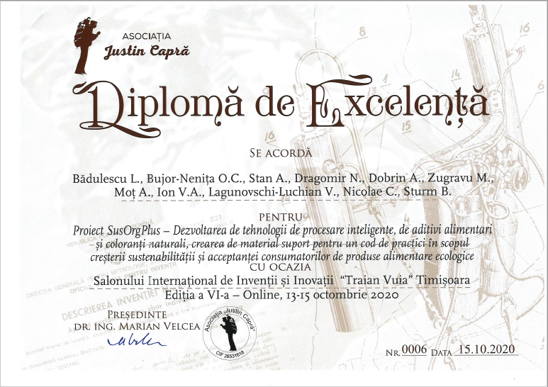 Diploma Justin Capra proiect SusOrgPlus