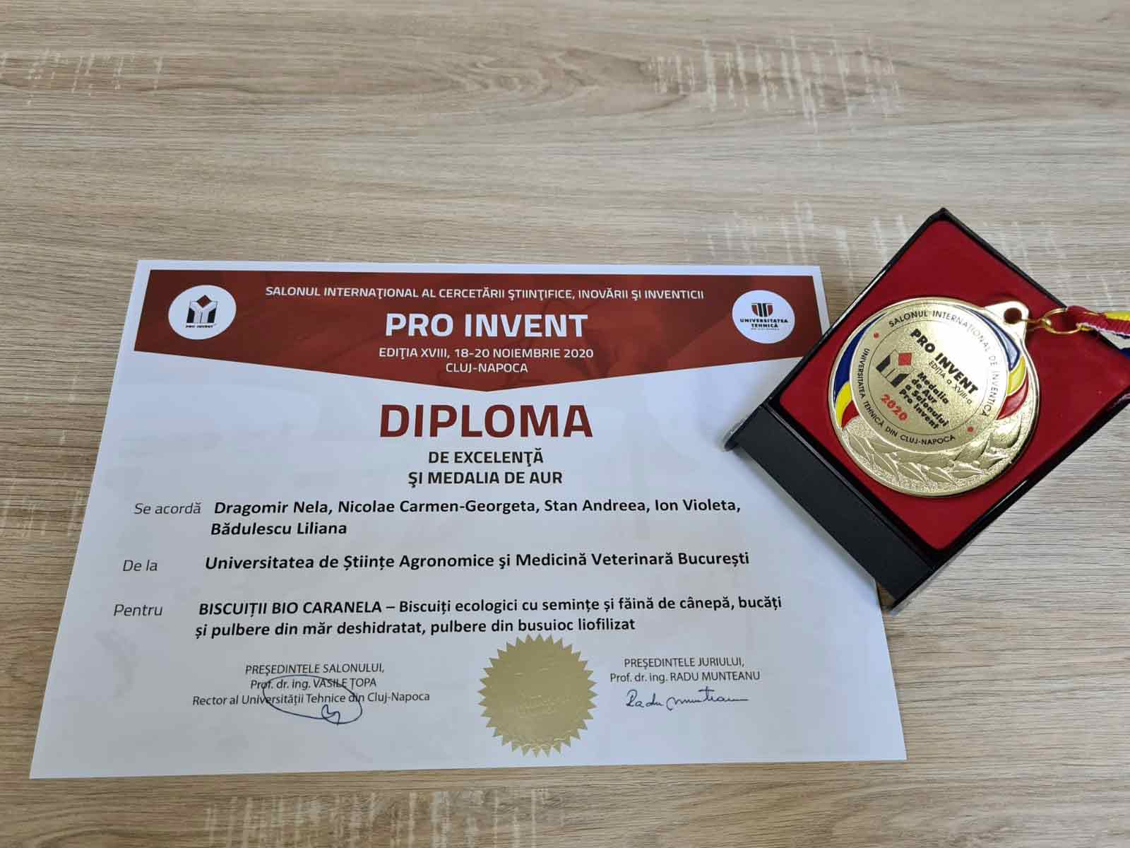 Diploma de excelenta si medalie de aur Biscuiti BIO Caranela